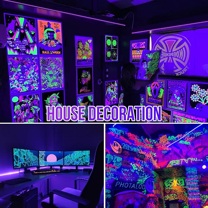 50ft/15M LED Black Light Strip Kit, 900 Units Lamp Beads, 385nm-400nm, 12V Flexible Blacklight Fixtures, Non-Waterproof Strip Blacklight for Indoor, Birthday, Glow Party, Halloween, Christmas