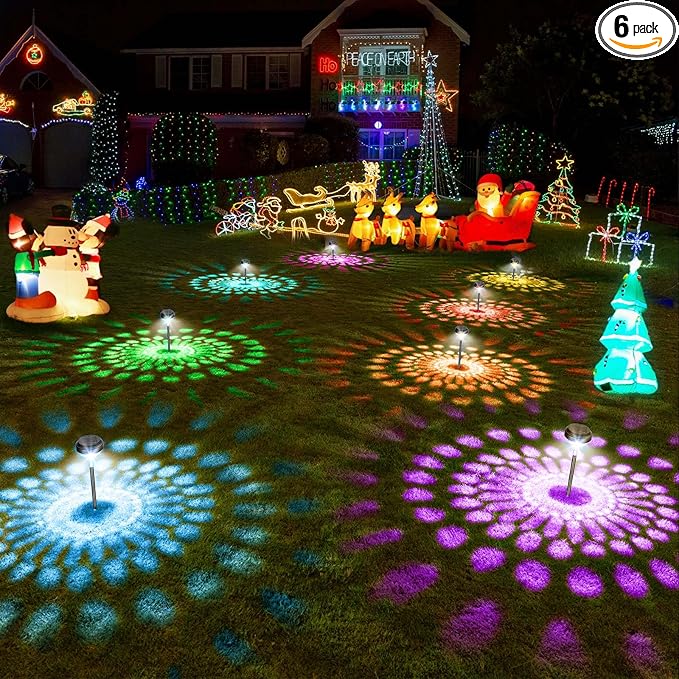 Kingsyard 6 Pack Solar Pathway Lights Outdoor Waterproof IP67, Bright Color Changing & Cool White LED Solar Lights for Outside Garden Yard Landscape Path Christmas Walkway Decor