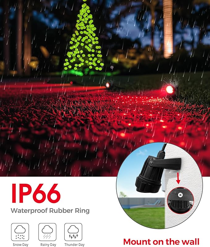 L LOHAS LED Red Christmas Spot Lights Outdoor, 10W Dusk to Dawn Sensor Landscape Spotlights for Yard, IP66 Waterproof Pathway Garden Outside Lights, 9.84-ft Cord, Red Lawn Decor Lamp, UL Listed,2Pack