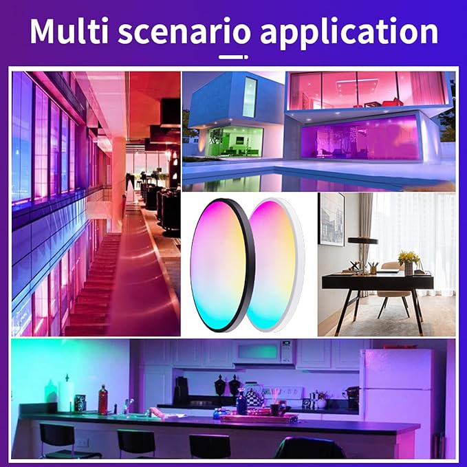 Led Ceiling Lamp Dimmable with Remote Control, 24W 16 Million RGB Color Changing Smart led Ceiling Light Controllable via App, 2400LM Ceiling Light Ø30CM Lamp for Living Room Bedroom, White