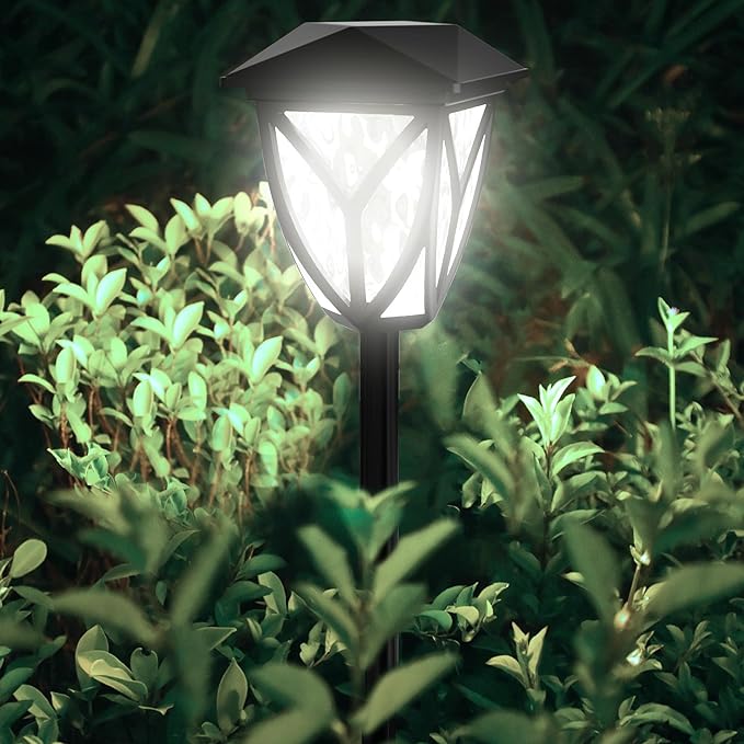 Ensenior Solar Lights Outdoor, 6500K LED Solar Garden Lights for Pathway Yard Patio Walkway Planter Walkway Landscape Lighting, IP65 Waterproof, Energy-Efficient Landscape Lighting, 8-Pack