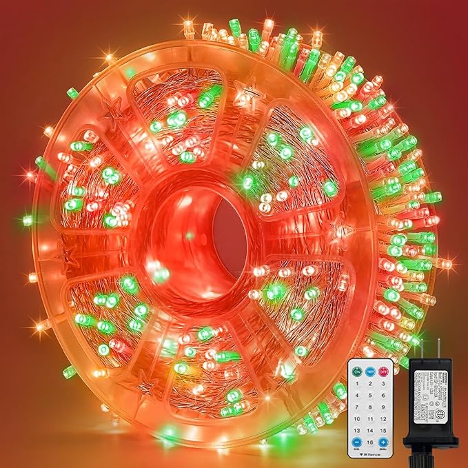 165 FT 500LED Red Green Warm String Lights Indoor Outdoor, Connectable Christmas Tree Lights Waterproof 16 Modes with Timer, Fairy Twinkle Light Plug in for Bedroom Wedding Party Xmas Decorations