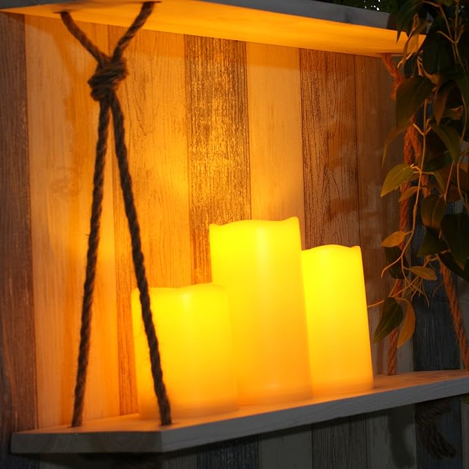 CANDLE CHOICE Waterproof Outdoor Battery Operated Flameless Candles Flickering Plastic Resin Electric LED Pillar Lights for Lantern Patio Garden Wedding Halloween Christmas Decorations 3x4”5”6” 3 Pack