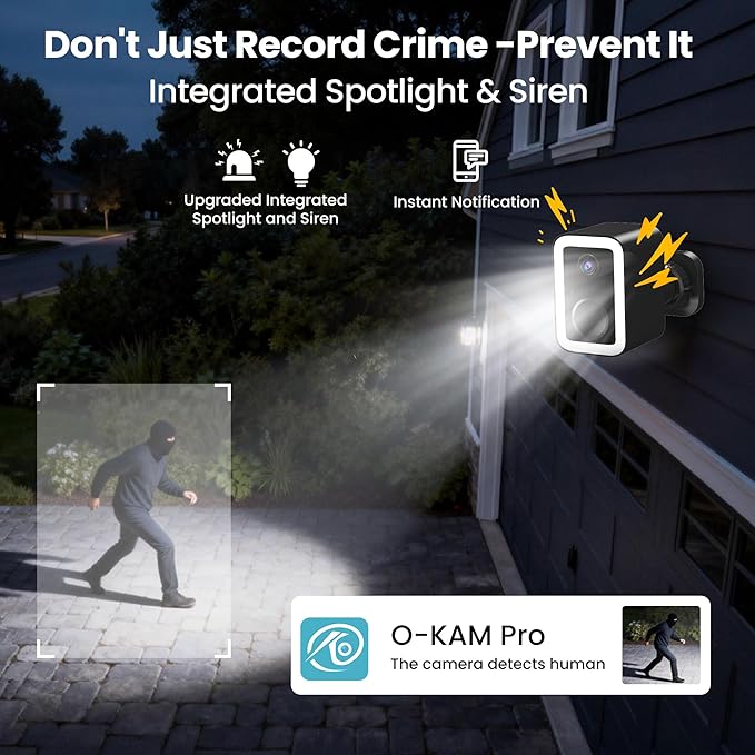 【2 Pack】Security Cameras Wireless Outdoor, Color Night Vision Even in the Dark, Crime Prevention with AI Motion Detection & Spotlight Siren Alarm, 2-Way Audio Battery Powered Camera for Home Security