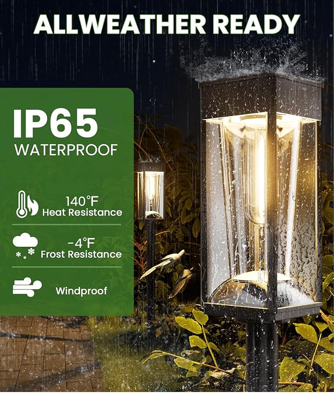 Solar Lights Outdoor, 2-in-1 Warm&Cool, 2 Pack Bright Solar Pathway Lights Waterproof IP65, Long Lasting Solar Path Light for Yard, Patio, Lawn, Garden, Landscape Decoration Lighting