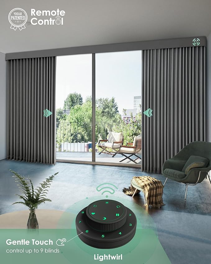 Yoolax Smart Retractable Curtain Compatible with Alexa and Google Home, Motorized Curtain Hardwired with Remote Customized Size (Shiny Silver Grey)