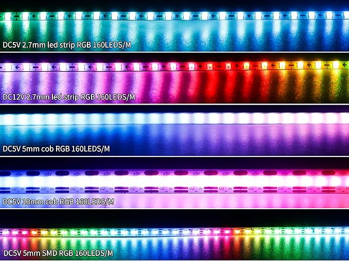 160LEDs/m 16.4FT WS2812B WS2812 LED Strip,SMD 2020 DC5V 5mm Width Individually Addressable Dream Color Flexible Smart Light Tape for Bedroom,Kitchen,Stage,TV Backlight(No Adapter or Controller)