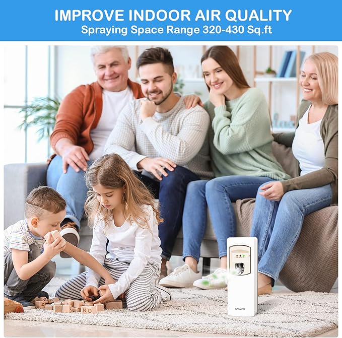 SVAVO Automatic Air Freshener Dispenser - Wall Mounted/Free Standing Auto Aerosol Spray Dispenser Programmable Fragrance Dispenser for Indoor-Bedroom, Hotel, Office, Commercial Place, White