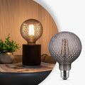 Vintage Edison LED Bulbs, Dimmable 4W Globe G125, 2200K Warm White Ambient Mood Lighting for Decoration, Squirrel Cage Filament, Smok Diamond Figure Glass LED Light Bulbs, E26 Base