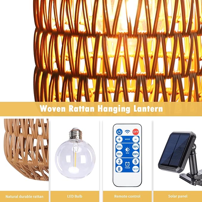 Outdoor Chandelier Solar Pendant Light Outdoor Hanging Lantern Solar Chandelier with Edison Bulb Remote Dimmable Waterproof for Porch Patio Gazebo Garden Yard Decoration