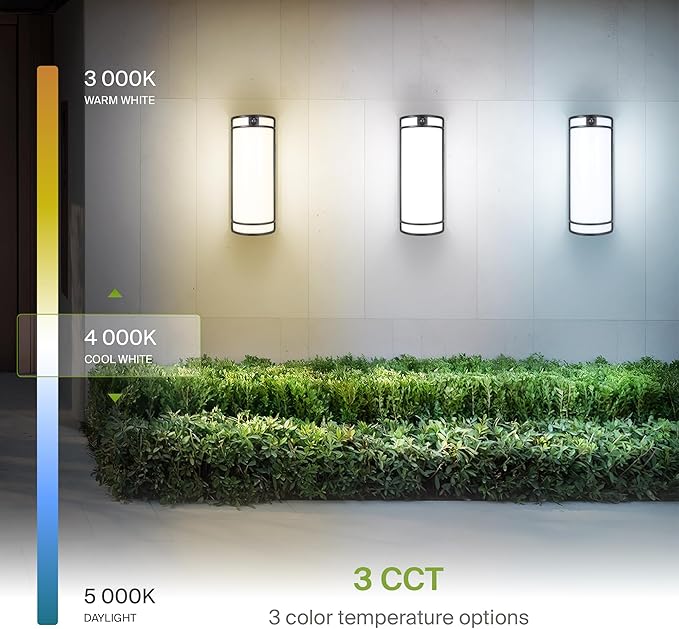 ASD 18 Inch Motion Sensor LED Outdoor Sconce Lights - 20W 3000K 4000K 5000K Black Exterior Lighting Fixtures, Dimmable Exterior Lights for House, Modern Patio Wall Light Fixture ETL