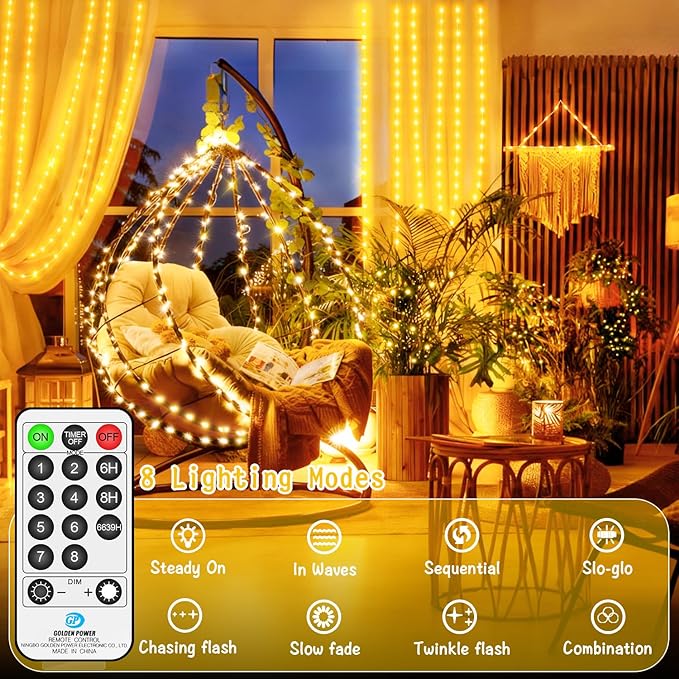 1200 LED Fairy Lights Plug in 403 FT Super Long Christmas Lights Outdoor Decorations String Lights Waterproof Twinkle Lights with Remote Timer for Wedding Party Holiday Bedroom Patio-Warm White