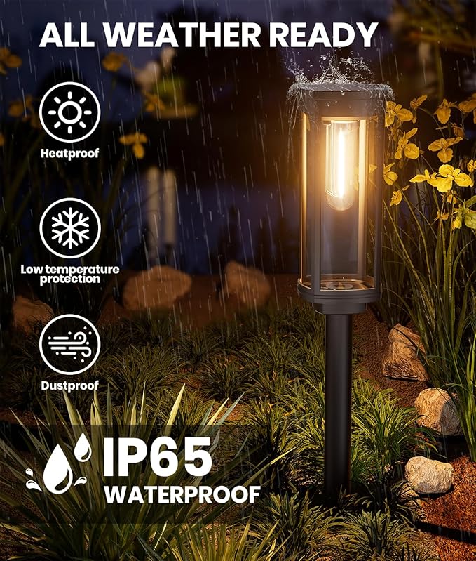 12 Pack Solar Pathway Lights Outdoor IP65 Waterproof Super Brightness Solar Powered Landscape Path Lights for Outside Walkway Driveway Garden