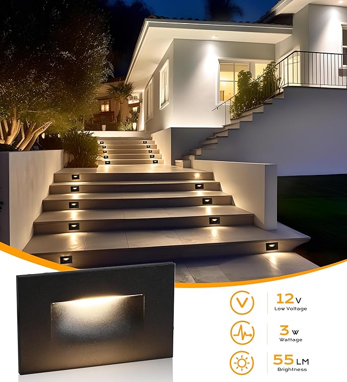 CLOUDY BAY 3 Color 12V Dimmable LED Indoor Outdoor Low Voltage Step Light,Stair Lights,Oil Rubbed Bronze