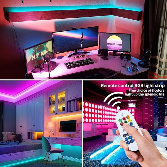 110V 8 Colors RGB Dimmable Strip Light Outdoor 65.6ft 20m Rope Lighting Kit Indoor Waterproof IP65 Cuttable Connectable Flexible for DIY Christmas Bar Parties Landscape Decoration