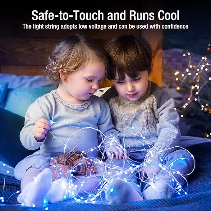 6 Pack Fairy Lights Battery Operated - 7ft 20 Led Twinkle Lights 3 Modes, Bulk Mini String Lights Waterproof for Mason Jars Vases DIY Party Wedding Decoration Christmas -Blue and White