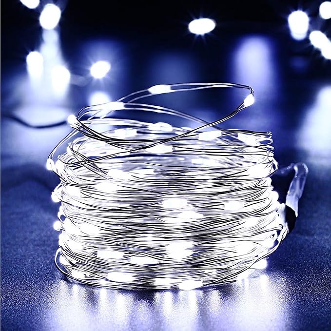 Joomer Fairy String Lights 33FT 100 LEDs Plug in Fairy Lights Indoor Copper Wire String Light DIY for Bedroom, Parties, Wedding, Christmas, Outdoor, Indoor Decoration (White, Non-Connectable)