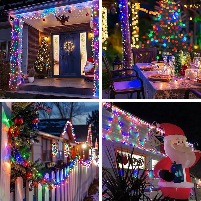 JMEXSUSS 132ft 400 LED Christmas Lights Indoor Outdoor Waterproof, 8 Modes Multicolor Christmas Tree Lights Plug in with Remote, Twinkle String Light for Bedroom Party Tree Christmas Decor (Pack of 2)