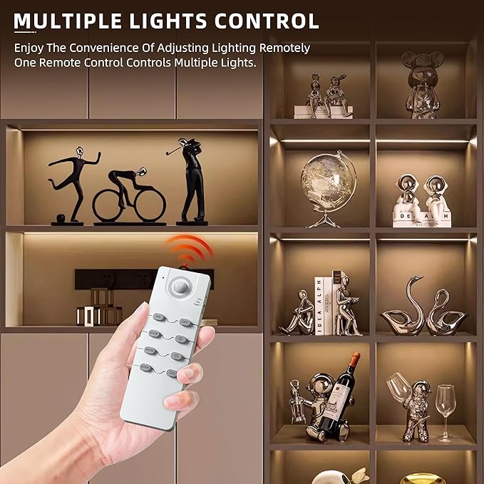 100 LED Under Cabinet Lights Wireless with Full Lighting,Rechargeable Closet Lights with Remote and Motion Sensor Indoor,Under Counter Light with CCT and Dimmable for Kitchen,Stair(3 Pack,11.8inch)