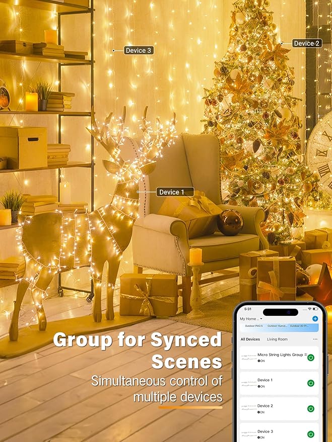 BrizLabs Smart Christmas Lights with App & Voice Control, 180ft 500 LED Warm White & Multicolor Color Changing String Lights, Dimmable Christmas Tree Light String Clear Wire for Xmas Tree Party Decor