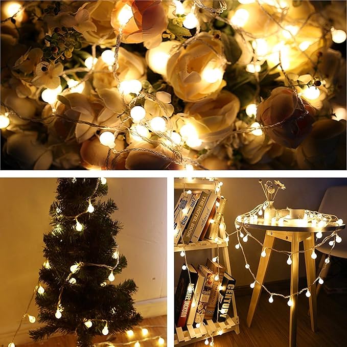 Merdeco Globe, Plug in String Lights 10ft/3m 20 LED Bulb Warm White Fairy Lights for Birthday/Christmas/Wedding/Party Indoor Outdoor Decoration