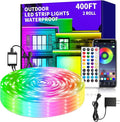400ft Outdoor LED Strip Lights,IP68 Outside Led Light Strips Waterproof with APP/Remote Control,Music Sync RGB Outdoor Led Rope Lights for Bedroom Garden Staircase Parties（2 Rolls of 200ft）