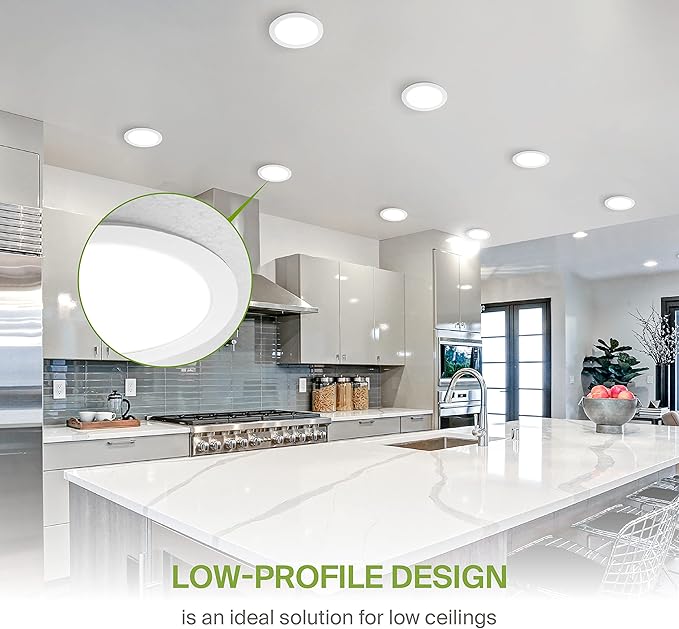 ASD 1 Pack 8 Inch LED Recessed Light 20W, 5 CCT 2700K-5000K CRI90+, IC Rated Ultra Thin Dimmable Ceiling Lights with J Box, Canless Wafer Downlight, Round Slim Panel Lighting, UL Listed, White
