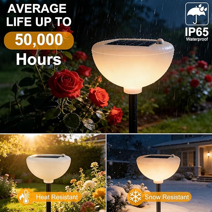 Lightdot Solar Pathway Lights Outdoor Bright Solar Powered Garden Lights Dusk to Dawn, Auto On/Off, IP65 Waterproof Decor Landscape Lighting for Yard/Lawn/Walkway/Driveway-2Pack