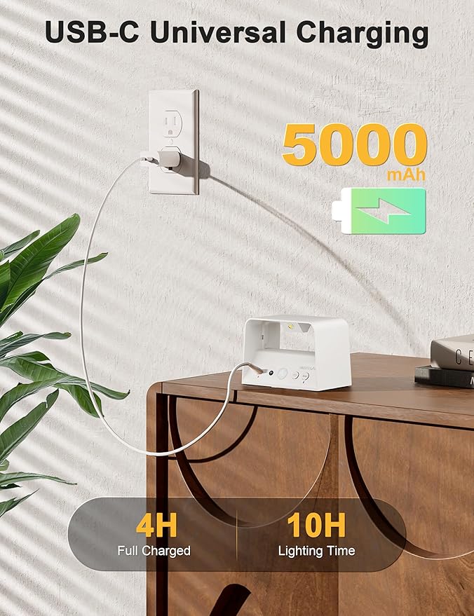 NIORSUN Motion Sensor Wall Light, 5000mAh Battery Operated Wall Sconce with Remote, 3CCT Dimmable Rechargeable Wall Lights,Wireless Sconces for Living Room Bedroom Hallway