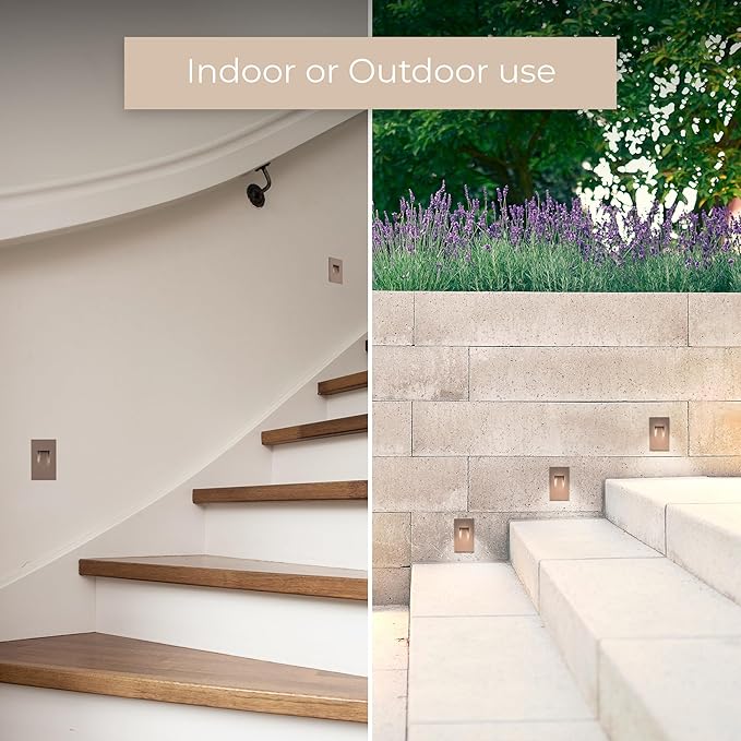 Builder Essentials Indoor or Outdoor 120V Input LED Step or Patio Deck Light Vertical Orientation with 3-CCT 2700K-3000K-4000K Selectability in White