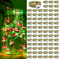 Aogist 100 Pack Fairy Lights 3 Modes 7ft 20 LED Waterproof,Battery Operated Silver Wire Firefly Starry Moon Mini String Lights for Mason Jars Christmas DIY Crafts Wedding Party Bedroom,Red&Green