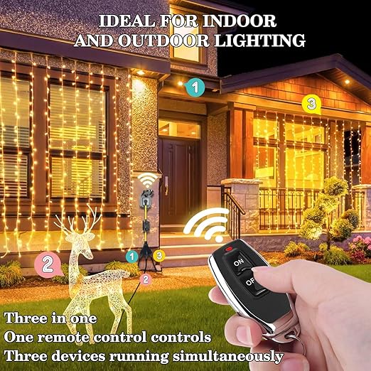 AC110V Outdoor Wireless Remote Control Power Switch, AC110V/120V/250V/20A Heavy Duty Weatherproof Smart Outlet Plug with 3-Way Y-Splitter,164FT Range for Lamps,Pumps,Dust Collectors