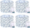 JMEXSUSS 4 Pack 50 LED Fairy Lights Battery Operated, 16.1ft White Fairy Lights for Bedroom, Silver Wire Twinkle String Lights Indoor for Party Wedding Birthday Decorations