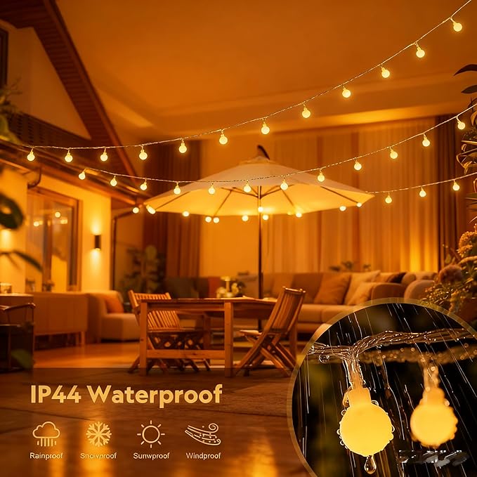100 LED Connectable Globe String Lights Indoor Bedroom, 33ft Warm White Christmas String Lights Plug in with Remote, 8 Modes Hanging Fairy Lights Outdoor for Room Classroom Dorm Party Decor
