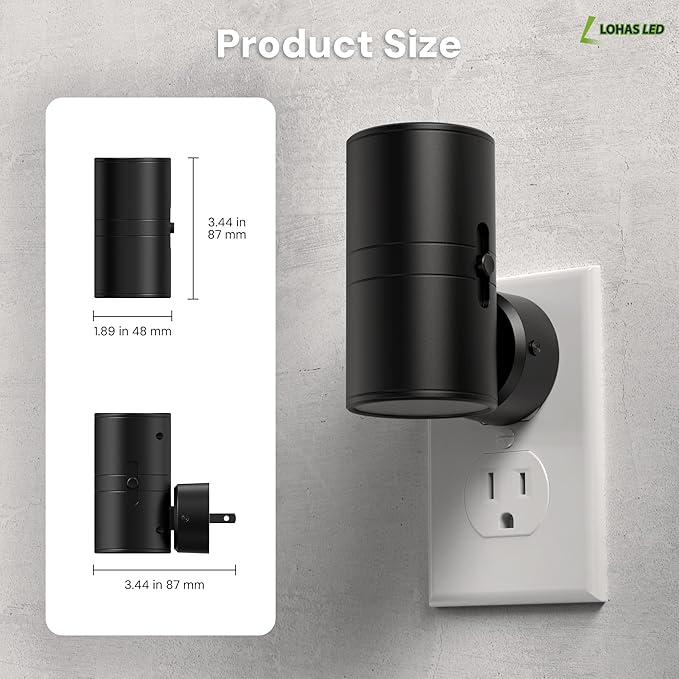 L LOHAS LED Night Light, Night Lights Plug into Wall with 5 Colors, Dusk to Dawn Sensor, 330° Rotating LED Nightlight Plug In for Kids, Dimmable Night Light for Hallway Bedroom Bathroom Adults, 2 Pack