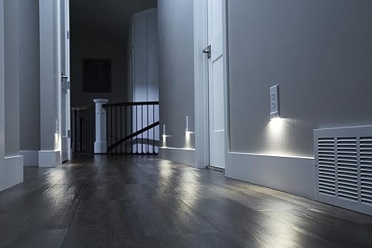SnapPower 5 Pack MotionLight [for Décor Outlets] - Motion Detecting LED Night Lights Built-in to Wall Plate - Bright/Dim/Off Options - Auto On/Off Sensor - (Décor, White)