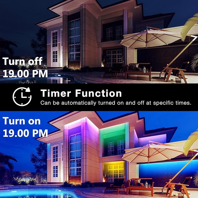 DAYBETTER 100ft Outdoor LED Strip Lights, Waterproof, IP67 Outdoor LED Lights with Remote, Bluetooth APP Control, Color Changing LED Rope Lights for Bedroom, Bathroom, Roof, Balcony, Pool