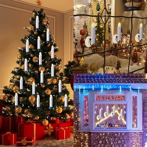10 PCS Flameless Tapers - Battery Operated LED Window Candles with Remote Updated Timer Function - Christmas Candles Warm White - Perfect for Wedding/Party/Birthday Decor