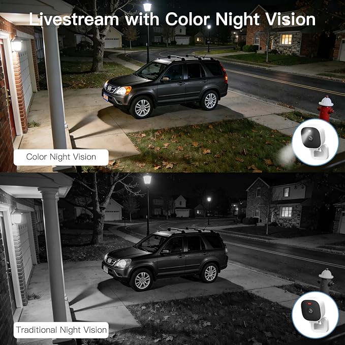 VIMTAG 4MP Security Camera, 2.4G/5G Outdoor Indoor Cameras for Home Security with Color Night Vision, Motion Activated Spotlight/Siren, IP66,2-Way Audio, Support Cloud/Card(not Include), Wired, 4Pack