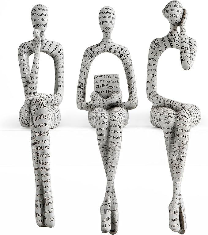 XINXUAN Letter - White Statue Home Decor - Modern Bookshelf & Desk Decor - 3 Piece Set