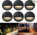 GKOLED 6-Pack Low Voltage LED Deck Lights, Landscape Stair Railing Light Fixture, 2W 3000K Integrated LED Chips, Die-cast Aluminum 12V AC/DC Accent Lighting with Black Powder Coated Finish, UL-Listed