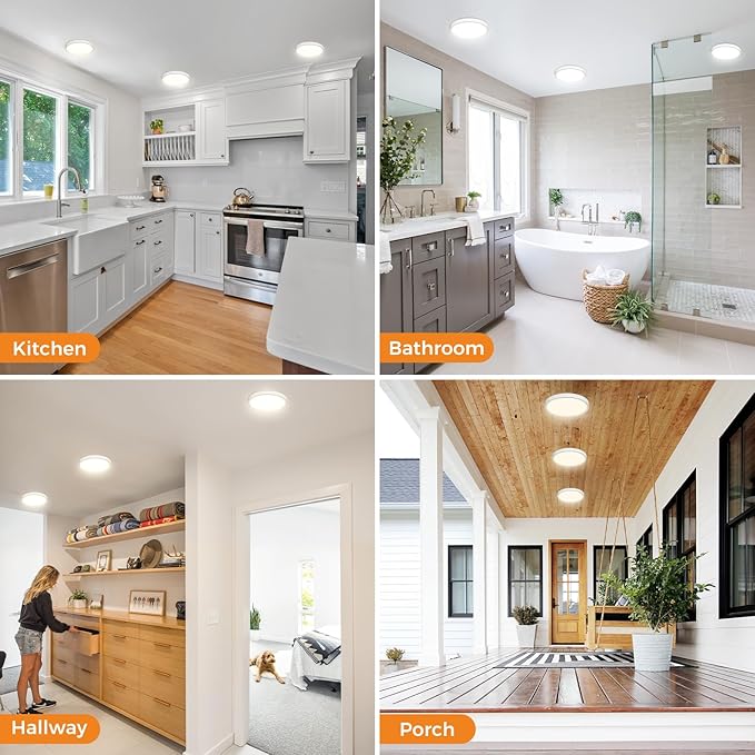 3 Pack Flush Mount Ceiling Light Fixtures - 3000K-4000K-6500K & 100W Equivalent Flat led Lights for Room Ceiling,12 Inch Ultra Thin Round White Ceiling Lights for Living Room,Bedroom,Kitchen,Bathroom
