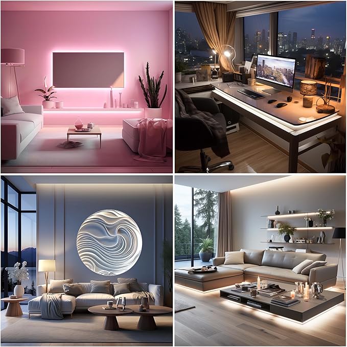 LED Strip Lights Set of 2 Pack 3.28FT COB Light Strips USB 5V 6500K Bright White High Density Not Dimmable Short LED Strip for Bedroom Indoor Home Decor Flexible Display Cabinet TV Lighting