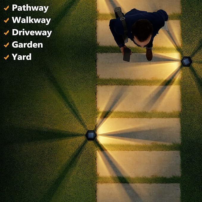 Solar Lights Outdoor 8 Pack Pathway Lights Waterproof with 3000K Vintage Tungsten Filament Light Bulbs for Yard Garden Walkway Driveway Landscape Path