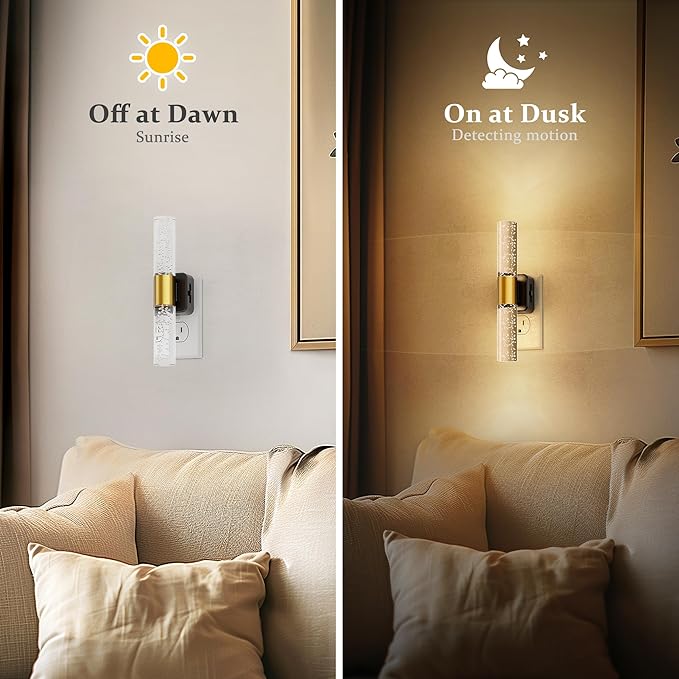 JandCase Night Lights Plug into Wall, 180° Rotating 2 Pack 3000K Soft Light LED NightLights, 0-100LM Adjustable Brightness, Plug in Night Light with Auto Light Sensor,for Bathroom,Hallway,Bedroom