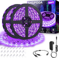 66ft/20M LED Black Light Strip Kit, 1200 Units Lamp Beads, 385nm-400nm, 12V Flexible Blacklight Fixtures, 20M LED Ribbon, Non-Waterproof for Indoor, Birthday, Dark Party, Halloween, Christmas