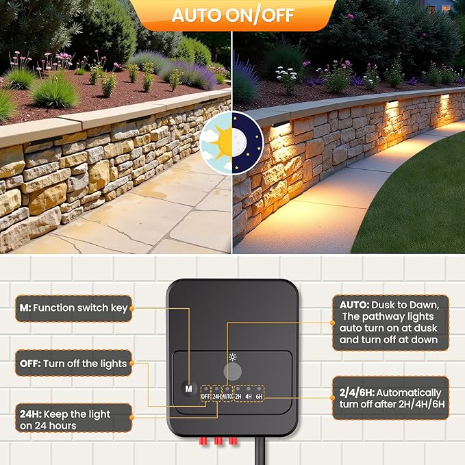 8 Inch Retaining Wall Lights 5W Hardscape Lighting IP66 Waterproof Low Voltage Step Lights Outdoor 2700K Landscape Lights for Patio Walls Stairs with Connectors 12 Pack