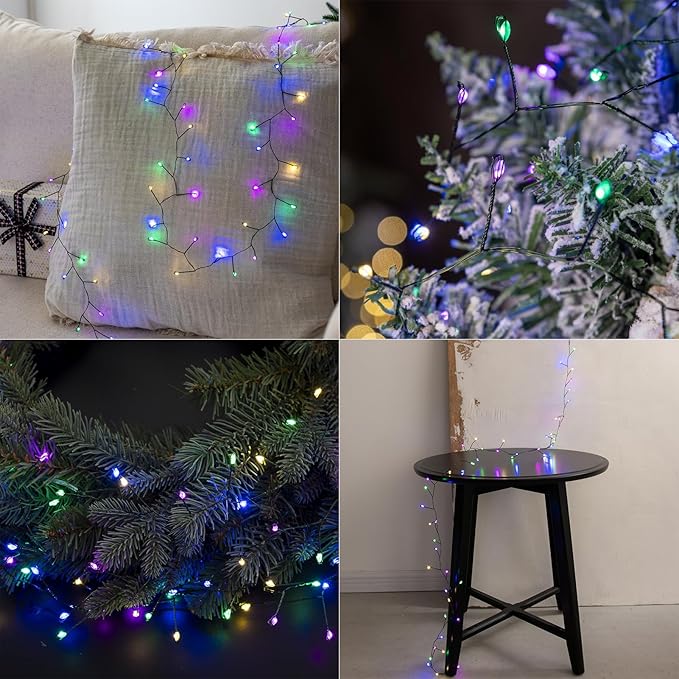 Firecracker Fairy Lights,10FT 100Leds Waterproof Twinkle Lights Plug in,8 Modes Remote String Light for Indoor Outdoor Christmas Wedding Birthday Patio Garden Decor,Green Wire,Multicolor