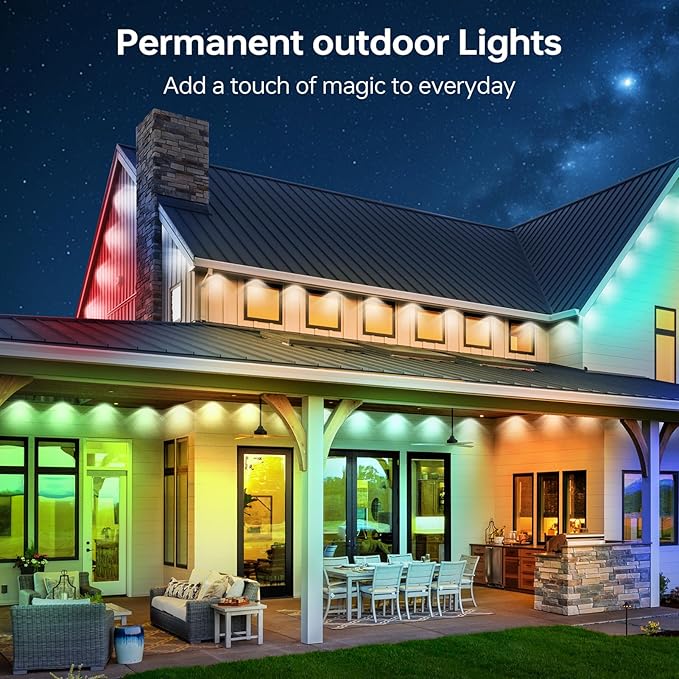 Permanent Outdoor Lights for House,120ft Smart Eave Light with 72 LED,DIY RGB+IC Outdoor Lights for Christmas Party Daily Decorations,IP67,Alexa & Google Assistant Compatible