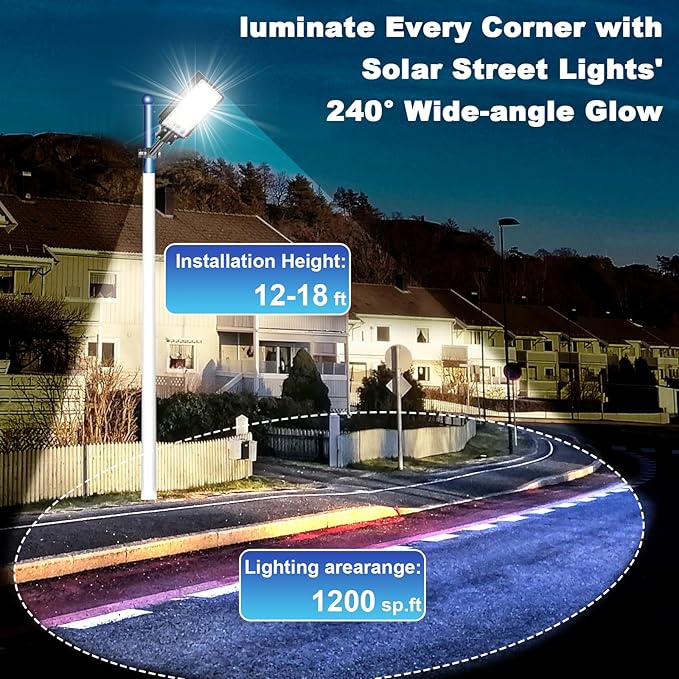 Eleganted CHX-2000W Solar Street Lights Outdoor, 6500K Solar Parking Lot Light, IP66 Waterproof Dusk to Dawn 30000LM Security Flood Lights with Remote Control for Yard, Garden, Outside, Garage